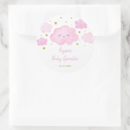 Adesivo Rapariga Rosa Nuvem Estrelas Bebê Sprinkle