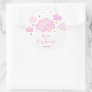 Adesivo Rapariga Rosa Nuvem Estrelas Bebê Sprinkle