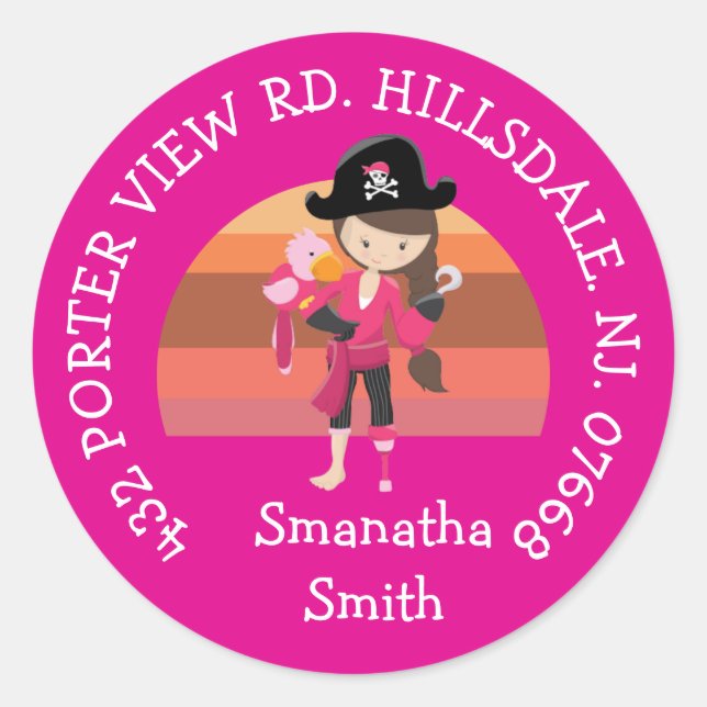 Adesivo Rapariga Rosa Papagaio Pidro Partido ENDEREÇO Clás (Frente)