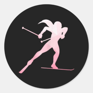 Adesivo Rapariga Silhouette Cross Country Skiing Winter Sp