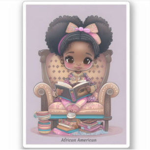 Adesivo Raparigas da Leitura Mundial - Afro-Americano