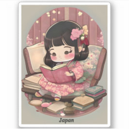 Adesivo Raparigas da Leitura Mundial - Japão
