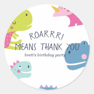 Adesivo Raparigas Dinossauras, Aniversário Rosa