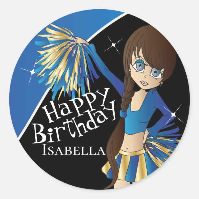 Adesivo Raparigas Pom Pom De Cheerleader Bonito | Azul (Frente)