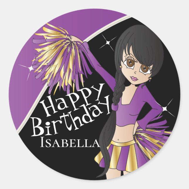 Adesivo Raparigas Pom Pom De Cheerleader Bonito | Roxo (Frente)
