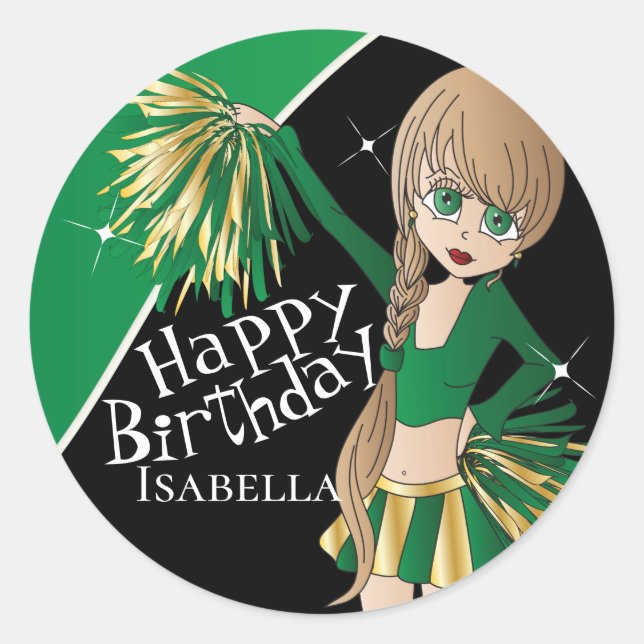Adesivo Raparigas Pom Pom De Cheerleader Bonito | Verde (Frente)