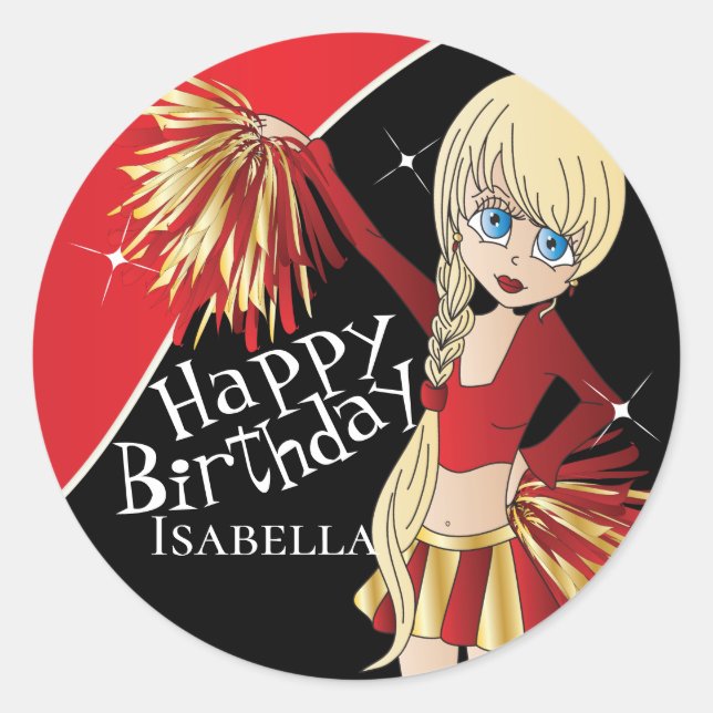 Adesivo Raparigas Pom Pom De Cheerleader Bonito | Vermelho (Frente)