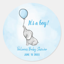 Adesivo Rapaz chá de fraldas elefante bonito