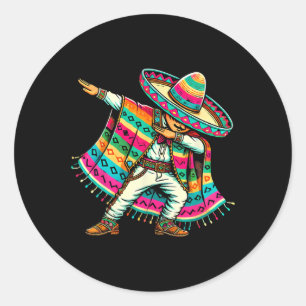 Adesivo Rapaz Mexicano Dabbing em Poncho Cinco De Mayo Fie