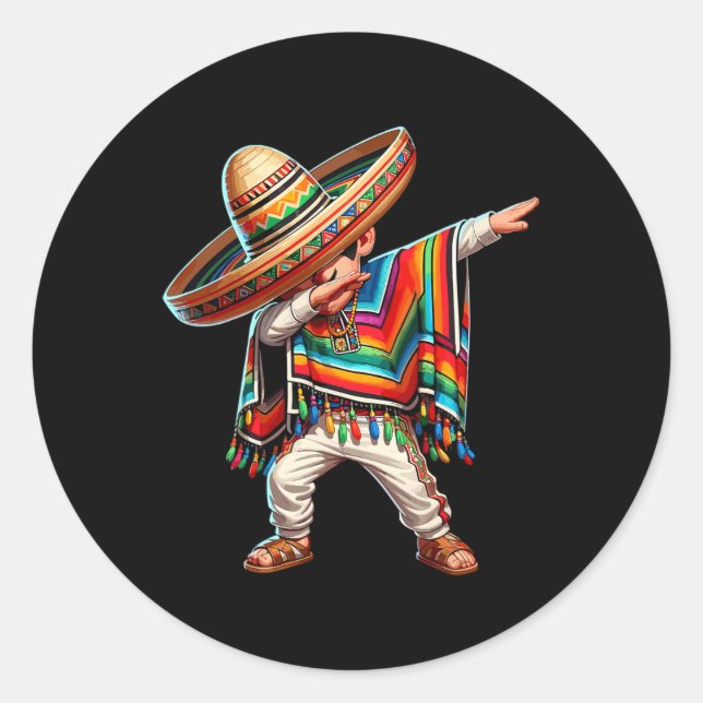 Adesivo Rapaz Mexicano Dabbing Poncho Cinco De Mayo (Frente)