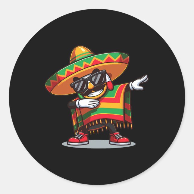 Adesivo Rapaz Mexicano Dabbing Poncho Cinco De Mayo 2024 (Frente)