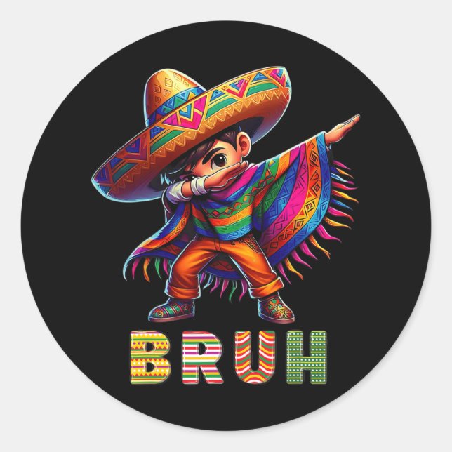 Adesivo Rapaz Mexicano Dabbing Poncho Cinco De Mayo Funny  (Frente)
