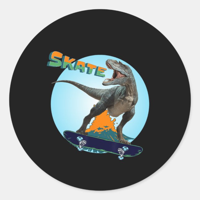 Adesivo Rapazes Fixe Skate T Rex Dinossauro Skateboard  (Frente)