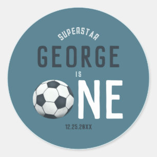 Adesivo Rapazes Futebol Azul Bonito Obrigado primeiro aniv