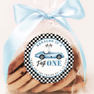 Adesivo Rápido carro azul de corrida Garoto Aniversário Ob