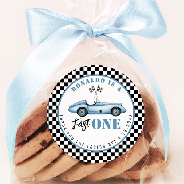 Adesivo Rápido carro azul de corrida Garoto Aniversário Ob (Criador carregado)