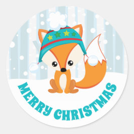Adesivo Raposa-branca no Chapéu de inverno no Natal da Flo