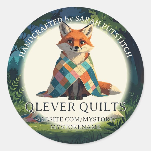 Adesivo Raposa-branca vestindo colcha de colcha (Frente)