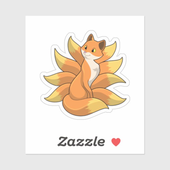 Adesivo Raposa com 9 coroas de raposa (Folha)