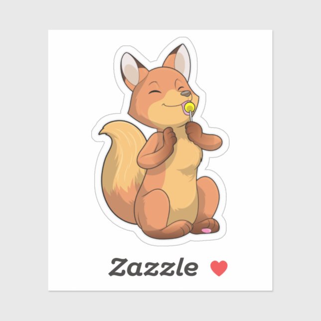 Adesivo Raposa com pirulito (Folha)