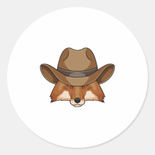 Adesivo Raposa como Cowboy com Chapéu