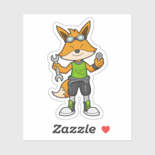 Adesivo Raposa como mecânica com chave inglesa e seca