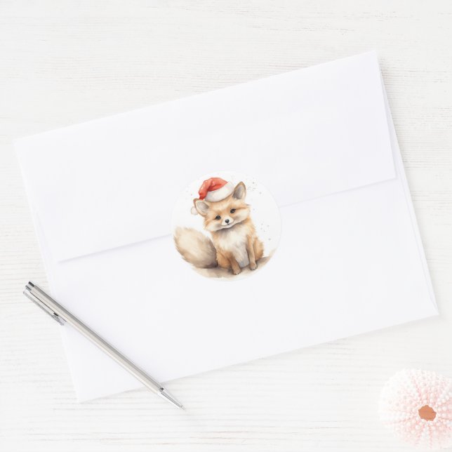 Adesivo Raposa de Natal Em Branco (Envelope)