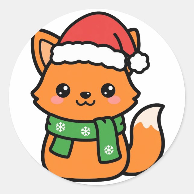 Adesivo Raposa de Papai Noel com Cachecol (Frente)