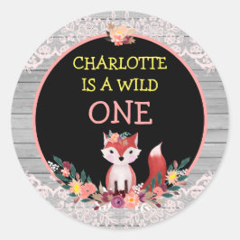 Adesivo Raposa E Flores Selvagens De Um primeiro aniversar