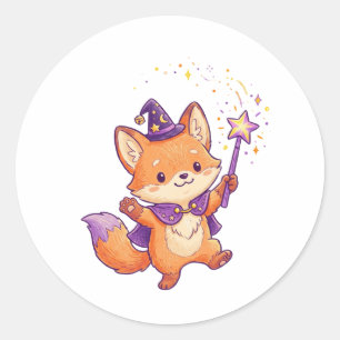 Adesivo Raposa Maga Fofa Lançando Feitiço de Magia Hallowe
