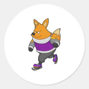 Adesivo Raposa no patinagem de gelo com skates e óculos de
