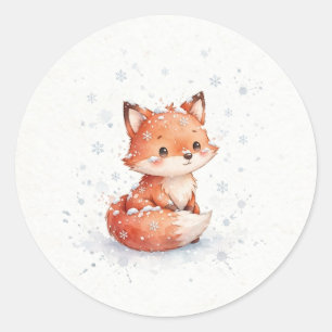 Adesivo Raposa Vermelha na Neve de Natal Caindo
