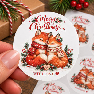 Adesivo Raposas de Natal Nórdico Aconchegante Com Amor