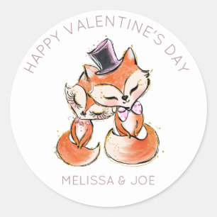 Adesivo Raposas fofas Sticker de monograma do dia dos namo