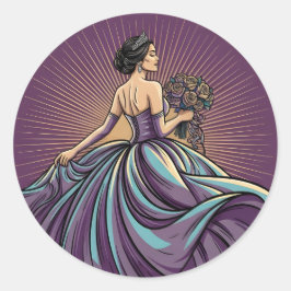 Adesivo Rapsódia Violeta Profunda Tiara & Buquê Quinceañer