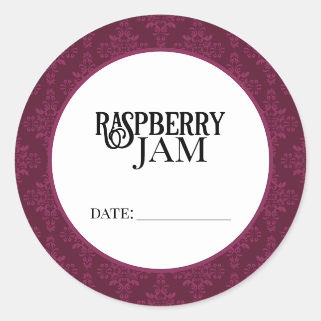 Adesivo Raspberry Jam Canning Lid Labels (Frente)