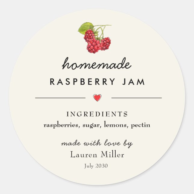 Adesivo Raspberry Jam Jar Homemade Moderna (Frente)