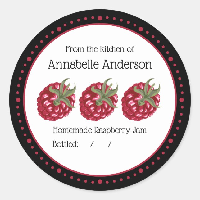 Adesivo Raspberry Jam Label Modern Minimalista Personalize (Frente)