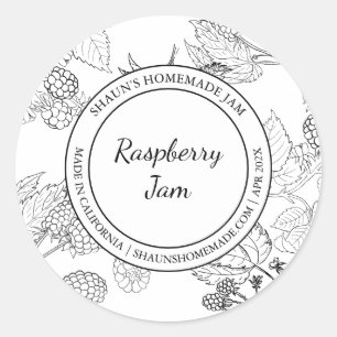 Adesivo Raspberry Jam Sketch Rótulo moderno