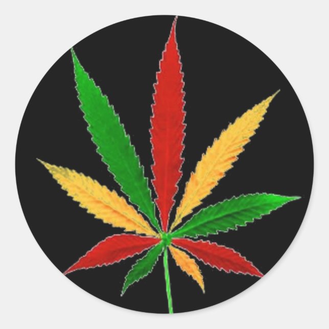 Adesivo Rasta Leaf Round Sticker (Frente)