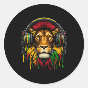 Adesivo Rasta Raggae Jamaica Music Fones de ouvido Lion Of
