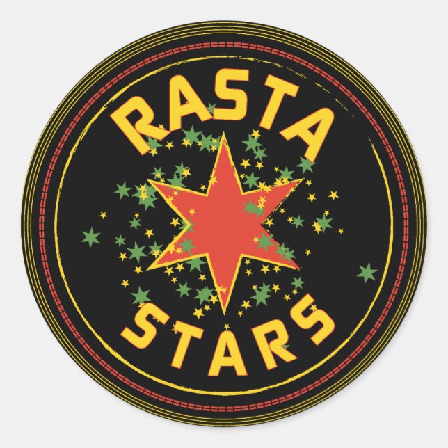 Adesivo Rasta Stars Round Sticker (Frente)