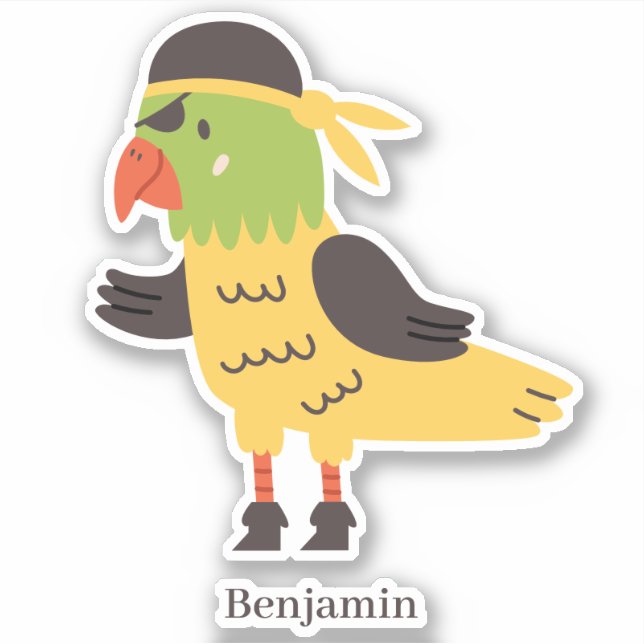 Adesivo Rastreio ocular de papagaio verde-amarelo-divertid (Frente)