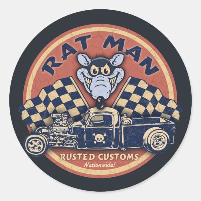 Adesivo Rat Man Rusted Customs (Frente)