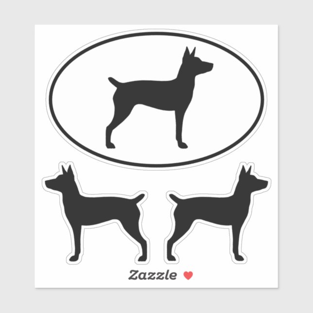 Adesivo Rat Terrier Pet Dog Silhouettes Vinyl Sticker Set (Folha)