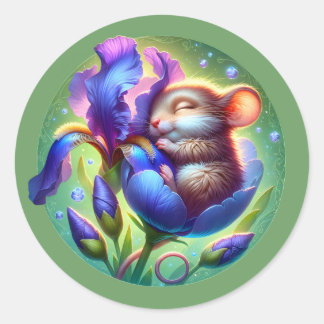Adesivo Rato Adormecido na Flor Animalzinho Fofo 