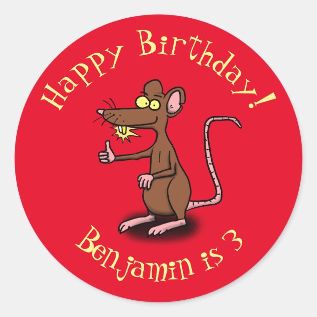 Adesivo Rato castanho-bonito deita um desenho animado (Frente)