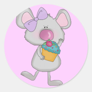 Adesivo Rato com camiseta e presentes do cupcake