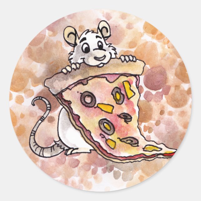 Adesivo Rato com Pizza Stickers (Frente)