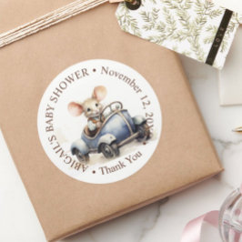 Adesivo Rato de aquarela em branco no Chá de fraldas de ca